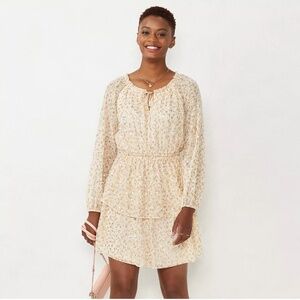LC LAUREN CONRAD LONG SLEEVE MINI PEASANT DRESS
